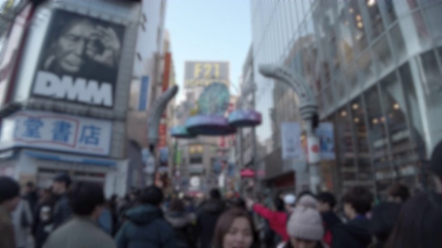 4K模糊涉谷中心街购物区东京，日本。视频素材