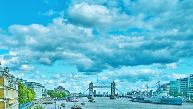 伦敦的城市天际线。泰晤士河。金融区。视频素材
