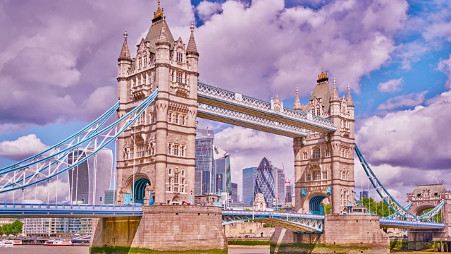塔桥和金融区，伦敦，英国视频素材
