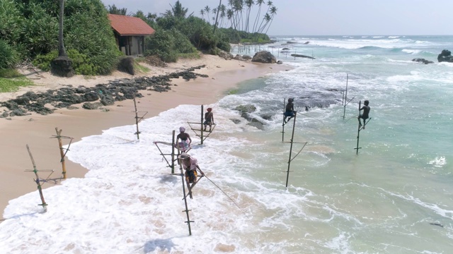 渔民斯里兰卡热带航拍4k视频素材