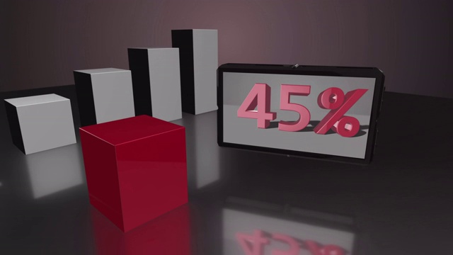 成长红色3D条形图与屏幕高达79%视频下载