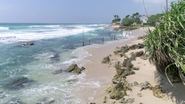 斯里兰卡海岸洛基慢镜头4k航拍视频素材