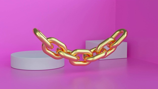 金链抽象运动3d渲染粉色场景视频素材