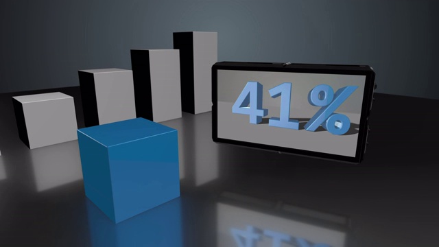 增长蓝色3D条形图与屏幕高达64%视频下载