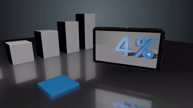 增长的蓝色3D条形图与屏幕高达6%视频下载