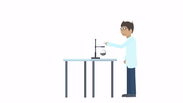 化学实验。实验室爆炸的动画。科学家卡通视频下载