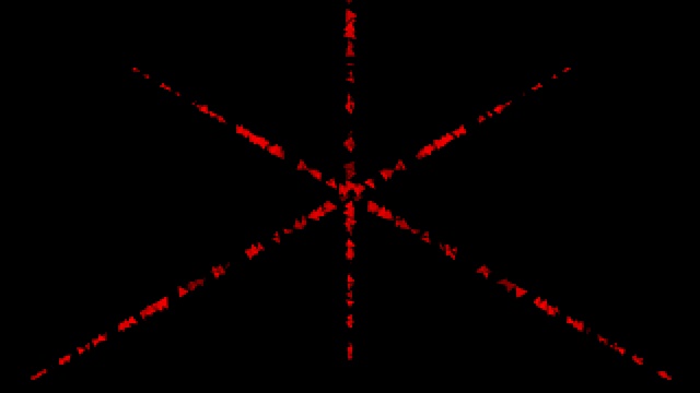 红色三角形在黑色背景上的移动交叉线，抽象的移动背景视频下载