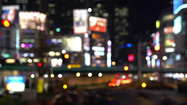 抽象模糊的东京新宿夜晚背景。地标城市景观旅游概念。视频素材
