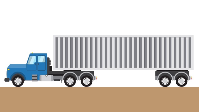 彩色平板卡车与大型半拖车的运动动画视频下载