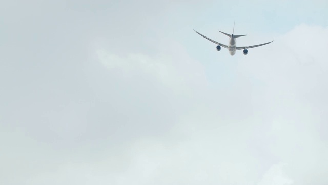 客机在蓝天白云的映衬下起飞视频素材