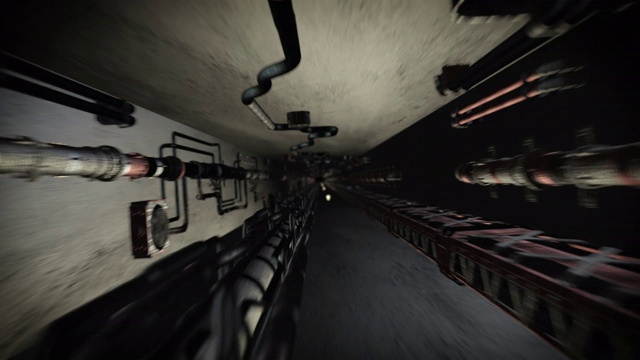 黑暗的隧道和生锈的管道03视频素材