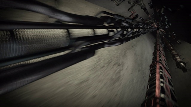 黑暗的隧道和生锈的管道视频素材