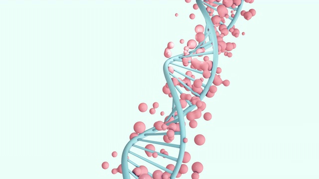 旋转DNA链包围异形细胞的三维动画视频素材