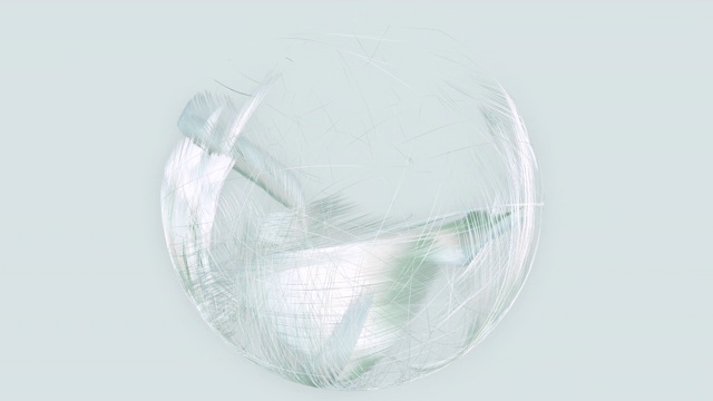 可爱明亮的3D球与美丽的流体头发，动态线或钓鱼线。视频素材