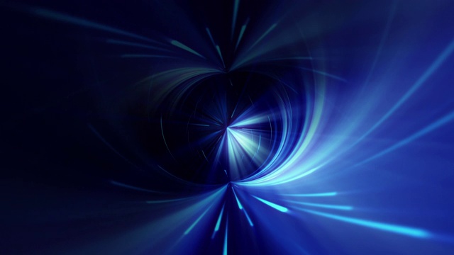 摘要未来隧道。美丽的科幻蓝色能量漩涡隧道动画，一个抽象的背景能量隧道与闪亮的光。4 k 3 d渲染。视频素材