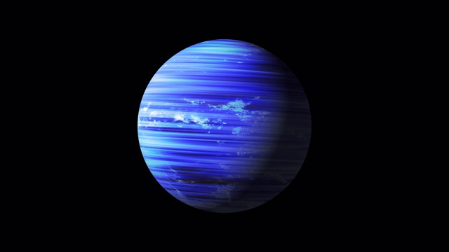 抽象蓝色外星行星旋转在外太空动画隔离透明的阿尔法通道。蓝色球体形成带有Alpha通道的圆形UI元素。4K 3D渲染孤立元素。视频下载