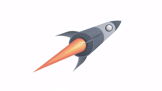 太空火箭。火箭飞行的动画。卡通视频素材