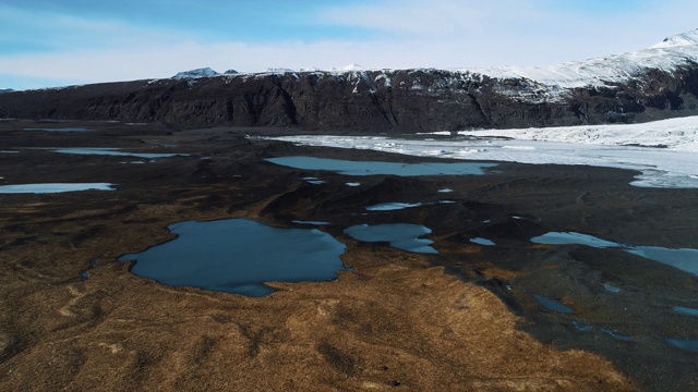冰岛，无人机拍摄的融水湖视频素材