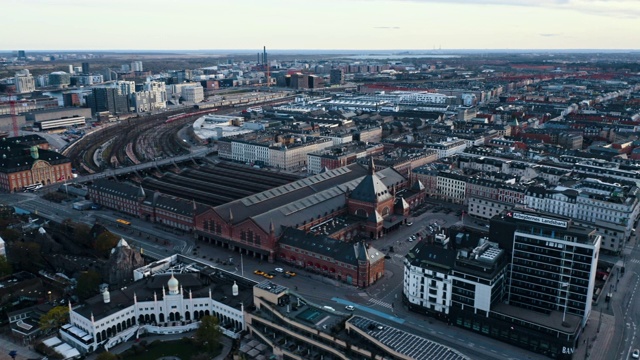 美丽的航拍哥本哈根中央车站视频素材