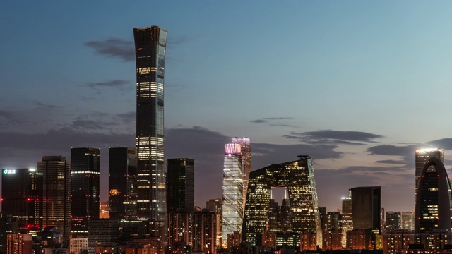 T/L鸟瞰图北京天际线和市中心黄昏/北京，中国视频素材