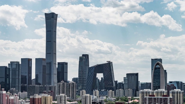 T/L PAN鸟瞰图北京天际线和市中心/北京，中国视频素材