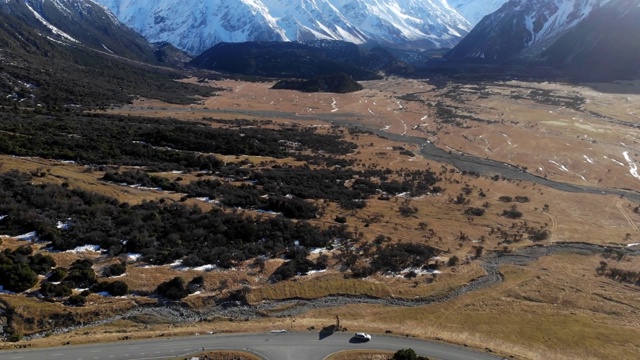 风景鸟瞰库克山或奥拉基，新西兰视频下载