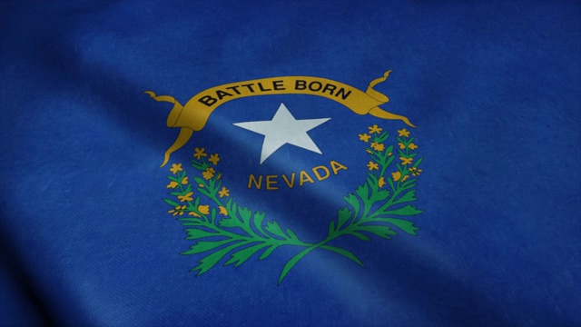 内华达州的国旗在风中飘扬。无缝环与高度详细的织物纹理视频素材