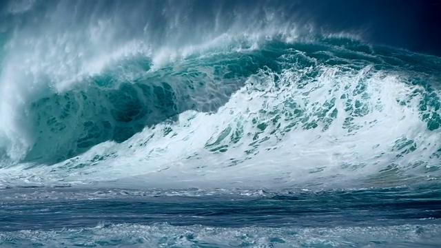 夏威夷瓦胡岛北岸著名的Banzai管道冲浪点的强大海浪视频下载