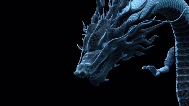 3D动画中国龙线框材料数字效果包括alpha哑光。视频下载