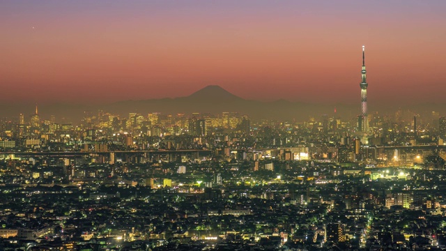 以富士山为背景的东京城市视频下载