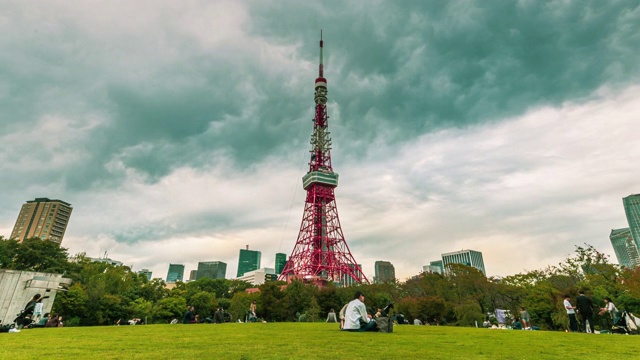 东京塔与天际线城市景观在日本视频下载