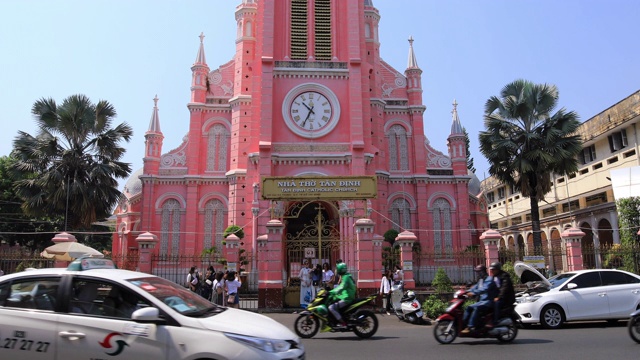 胡志明市Tan Dinh教堂交通堵塞视频下载