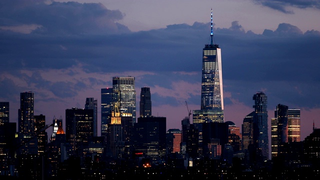 曼哈顿市中心天际线黄昏视频下载