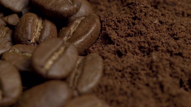 咖啡豆和磨碎的咖啡最高拍4k视频下载