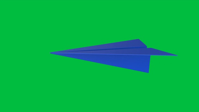 绿色屏幕上的蓝色纸飞机视频素材