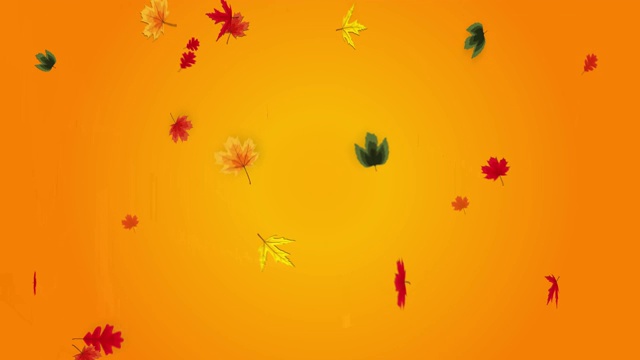 落下五颜六色的秋叶。在橙色的背景。视频下载