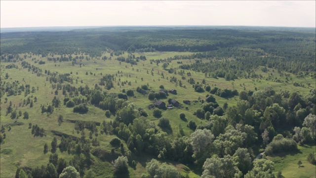 俄罗斯内陆乌拉尔山脉中的一个村庄。俄罗斯内陆夏天被遗弃的树。视频素材