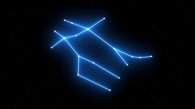 双子座-动画的黄道星座和星座符号，以星场空间为背景视频素材