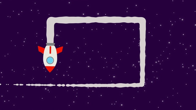 太空火箭飞行在一个长方形视频素材