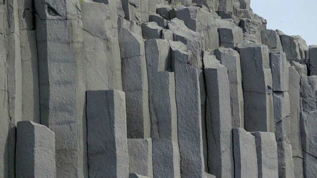 倾斜天然六角形柱，冰岛视频下载