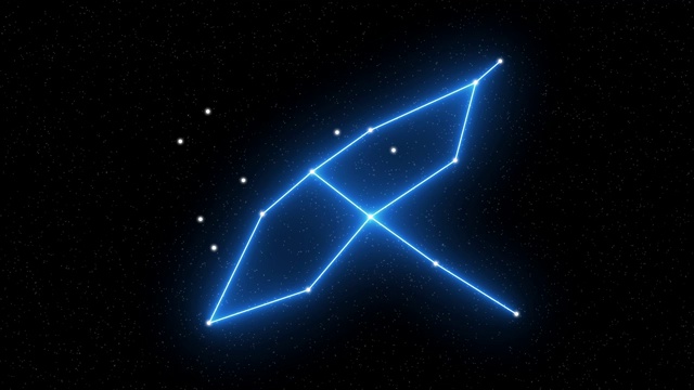 天鹅座-以星场空间为背景的动画黄道星座和星座符号视频下载