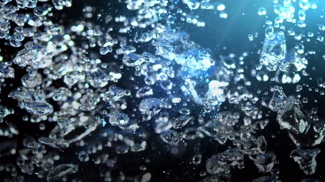 泡沫在深海水下上升。4K视频下载