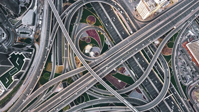 T/L俯视图交叉口/迪拜，阿联酋视频素材