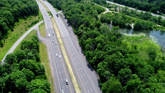 纽约州高速公路在空中升起视频下载