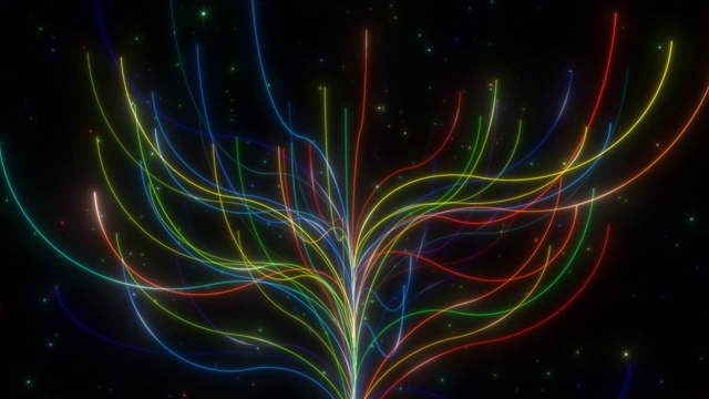霓虹辉光树和闪耀粒子星- 4K无缝循环运动背景动画视频下载