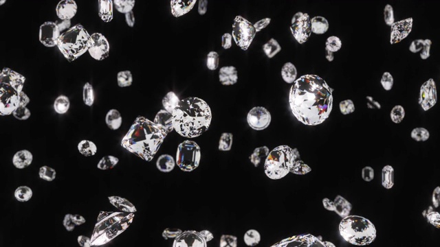 美丽闪亮闪亮的钻石宝石下落在慢动作- 4K无缝循环运动背景动画视频下载