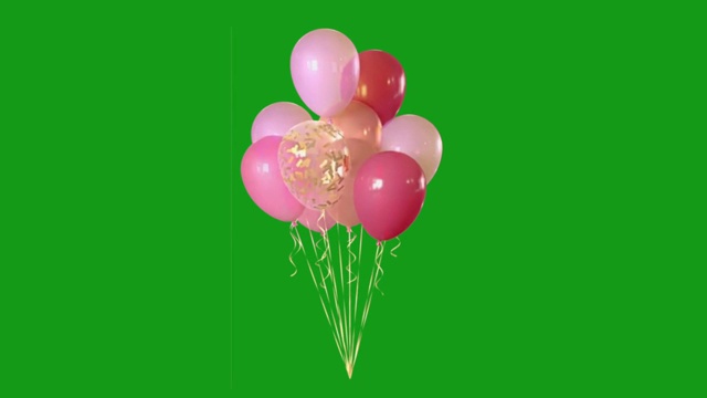 装饰气球运动图形与绿色屏幕背景视频下载