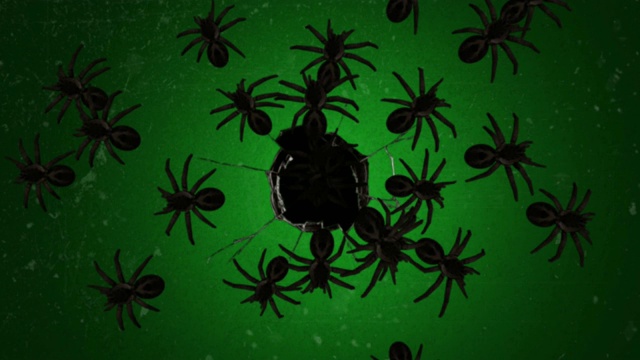幽灵蜘蛛运动图形与绿色屏幕背景视频素材