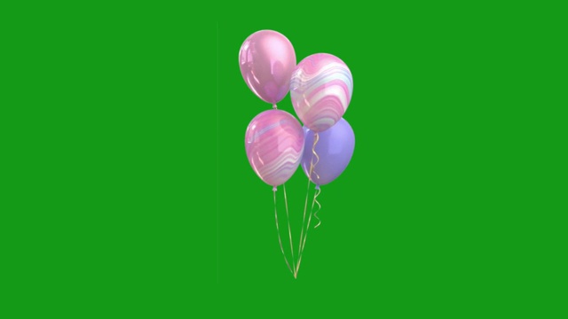 飞行气球运动图形与绿色屏幕背景视频下载