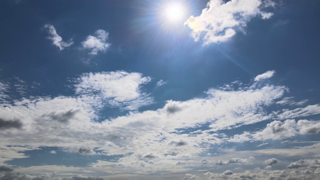 蓝天白云，在明亮的阳光，美丽的放松云景视频素材